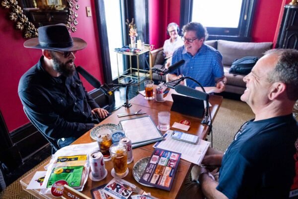 Ross Brown (The Bougie Man), Peter Ricchiuti, Rob DeViney, having too much fun Out to Lunch at Columns in Uptown New Orleans