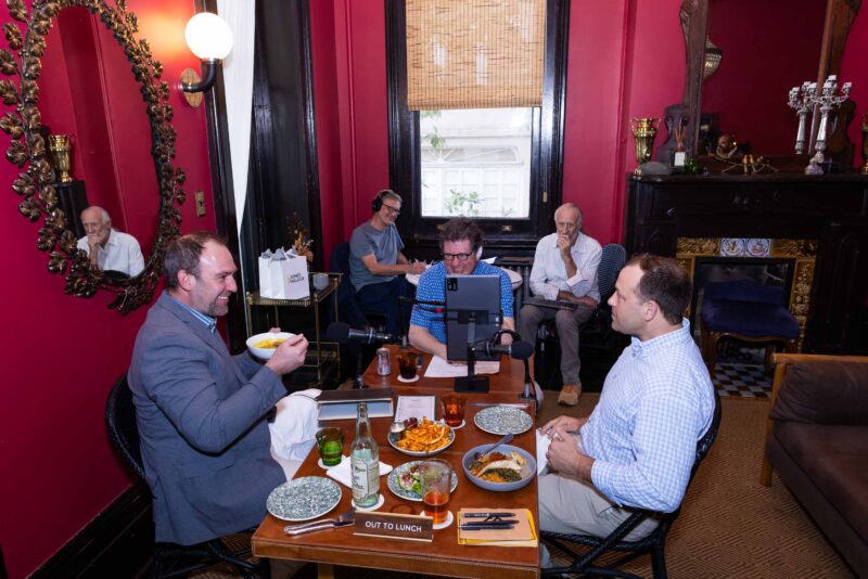 Bradley Cook, Eric Murrell, Peter Ricchiuti, Grant Morris, Hugh Breckenridge, Out to Lunch at Columns in Uptown New Orleans