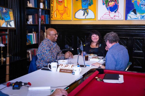 Tod Smith, Marci Schramm, Peter Ricchiuti, Out to Lunch in the billiards room at The Columns in Uptown New Orleans