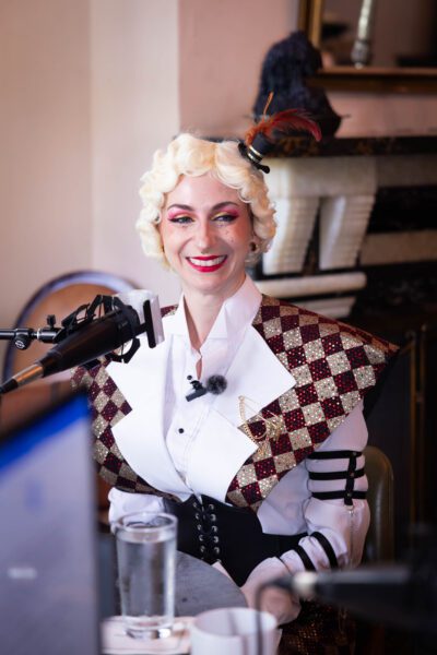 Ingrid Anderson, Founder of Human Horse Races, GNO Social Arts Network, makeup artist, designer, and all-around creative person. If you're wondering where she found this outfit, she made it! For more on that aspect of Ingrid's life check out her ChalMET Gala. New Orleans' spin on the Met Gala.