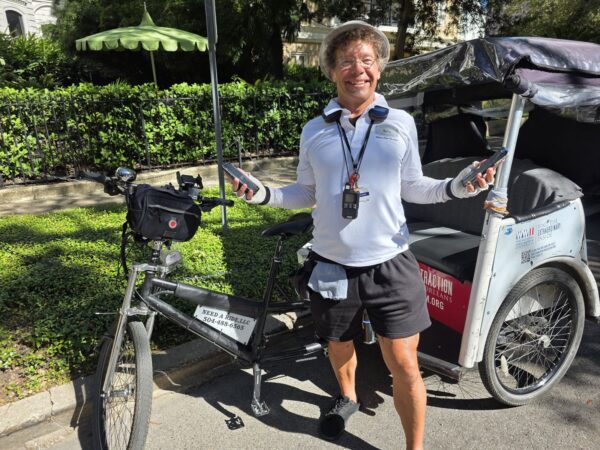 Need A Ride NOLA pedicab driver Tree Out to Lunch at Columns on St Charles Avenue in Uptown New Orleans